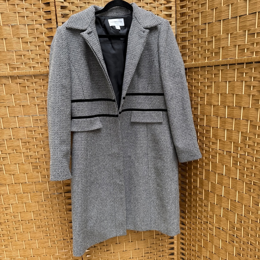 Liz Claiborne Suits Collections Black And White Women’s Size 14 Wool Blend Coat
